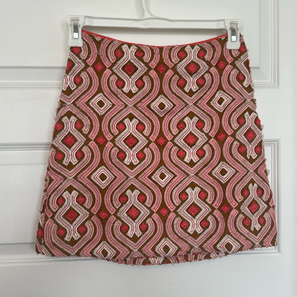 Anthropologie Mini Skirt Pink and Brown